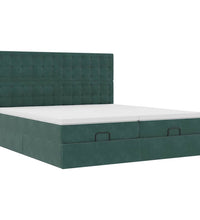 Ottoman-Bett mit Matratzen & LEDs Dunkelgrün 160x200 cm Samt
