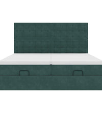 Ottoman-Bett mit Matratzen & LEDs Dunkelgrün 160x200 cm Samt