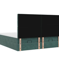 Ottoman-Bett mit Matratzen & LEDs Dunkelgrün 160x200 cm Samt