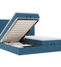 Ottoman-Bett mit Matratzen & LEDs Dunkelblau 160x200 cm Samt