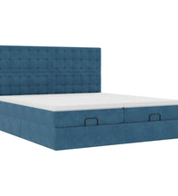 Ottoman-Bett mit Matratzen & LEDs Dunkelblau 160x200 cm Samt
