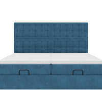 Ottoman-Bett mit Matratzen & LEDs Dunkelblau 160x200 cm Samt