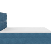 Ottoman-Bett mit Matratzen & LEDs Dunkelblau 160x200 cm Samt