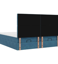 Ottoman-Bett mit Matratzen & LEDs Dunkelblau 160x200 cm Samt