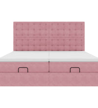 Ottoman-Bett mit Matratzen & LEDs Rosa 160x200 cm Samt