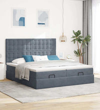 Ottoman-Bett mit Matratzen & LEDs Dunkelgrau 180x200 cm Samt