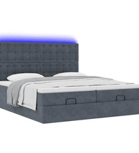 Ottoman-Bett mit Matratzen & LEDs Dunkelgrau 180x200 cm Samt