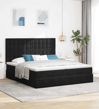 Ottoman-Bett mit Matratzen & LEDs Schwarz 180x200 cm Samt