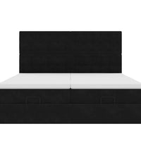 Ottoman-Bett mit Matratzen & LEDs Schwarz 180x200 cm Samt