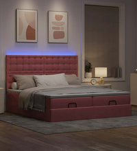 Ottoman-Bett mit Matratzen & LEDs Rosa 180x200 cm Samt