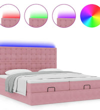 Ottoman-Bett mit Matratzen & LEDs Rosa 180x200 cm Samt