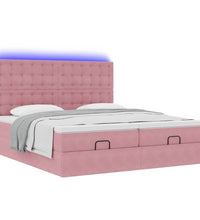 Ottoman-Bett mit Matratzen & LEDs Rosa 180x200 cm Samt