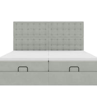 Ottoman-Bett mit Matratzen & LEDs Hellgrau 200x200 cm Samt