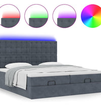 Ottoman-Bett mit Matratzen & LEDs Dunkelgrau 200x200 cm Samt