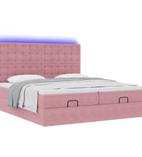 Ottoman-Bett mit Matratzen & LEDs Rosa 200x200 cm Samt