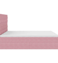 Ottoman-Bett mit Matratzen & LEDs Rosa 200x200 cm Samt
