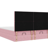 Ottoman-Bett mit Matratzen & LEDs Rosa 200x200 cm Samt