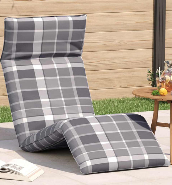Sonnenliege Klappbar Grau Karomuster 175x54x8,5cm Oxford-Gewebe