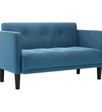 Zweisitzer-Sofa Blau 111 cm Samt