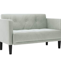 Zweisitzer-Sofa Hellgrau 111 cm Samt