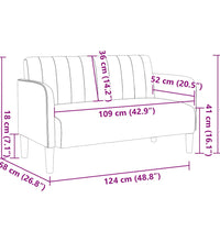 Zweisitzer-Sofa Hellgrau 109 cm Samt