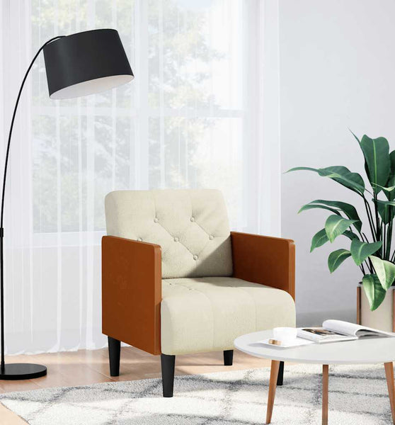 Sessel mit Armlehnen Creme 55 cm Samt