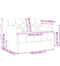 Zweisitzer-Sofa mit Nackenrollen Hellgrau 110 cm Samt