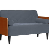 Zweisitzer-Sofa mit Nackenrollen Dunkelgrau 110 cm Samt