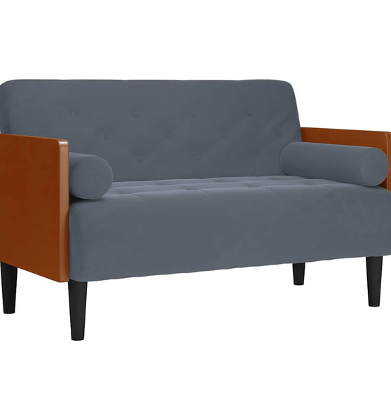 Zweisitzer-Sofa mit Nackenrollen Dunkelgrau 110 cm Samt