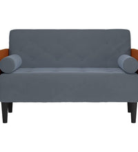 Zweisitzer-Sofa mit Nackenrollen Dunkelgrau 110 cm Samt