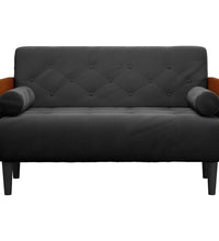 Zweisitzer-Sofa mit Nackenrollen Schwarz 110 cm Samt