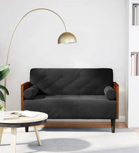 Zweisitzer-Sofa mit Nackenrollen Schwarz 110 cm Samt