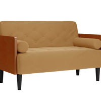 Zweisitzer-Sofa mit Nackenrollen Braun 110 cm Samt