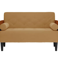 Zweisitzer-Sofa mit Nackenrollen Braun 110 cm Samt