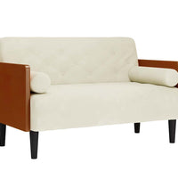 Zweisitzer-Sofa mit Nackenrollen Creme 110 cm Samt