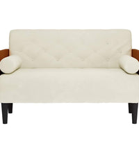 Zweisitzer-Sofa mit Nackenrollen Creme 110 cm Samt