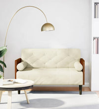 Zweisitzer-Sofa mit Nackenrollen Creme 110 cm Samt