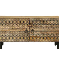 Couchtisch Schwarz 80x50x40 cm Raues Mangoholz