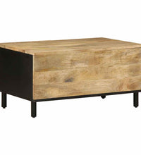 Couchtisch Schwarz 80x50x40 cm Raues Mangoholz
