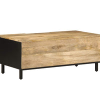 Couchtisch Schwarz 100x54x40 cm Raues Mangoholz