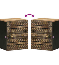 Bad-Hängeschrank Schwarz 38x33,5x48 cm Massivholz Mango