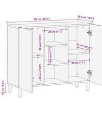 Sideboard 90x33,5x75 cm Raues Mangoholz