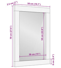 Badspiegel 50x70 cm Massivholz Mango und Glas