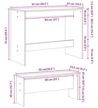 3-tlg. Esstisch und Bank Set Braun Eichen-Optik Holzwerkstoff