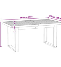 Esstisch NOAIN U-Form-Beine 160x90x75 cm Massivholz Kiefer