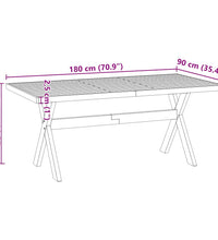 Esstisch NOAIN X-Form-Beine 180x90x75 cm Massivholz Kiefer
