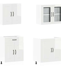 4-tlg. Küchenschrank-Set Kalmar Hochglanz-Weiß Holzwerkstoff