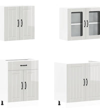 4-tlg. Küchenschrank-Set Kalmar Hochglanz-Weiß Holzwerkstoff