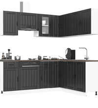 11-tlg. Küchenschrank-Set Kalmar Schwarz Holzwerkstoff