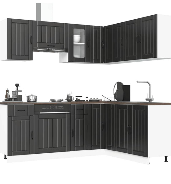 11-tlg. Küchenschrank-Set Kalmar Schwarz Holzwerkstoff